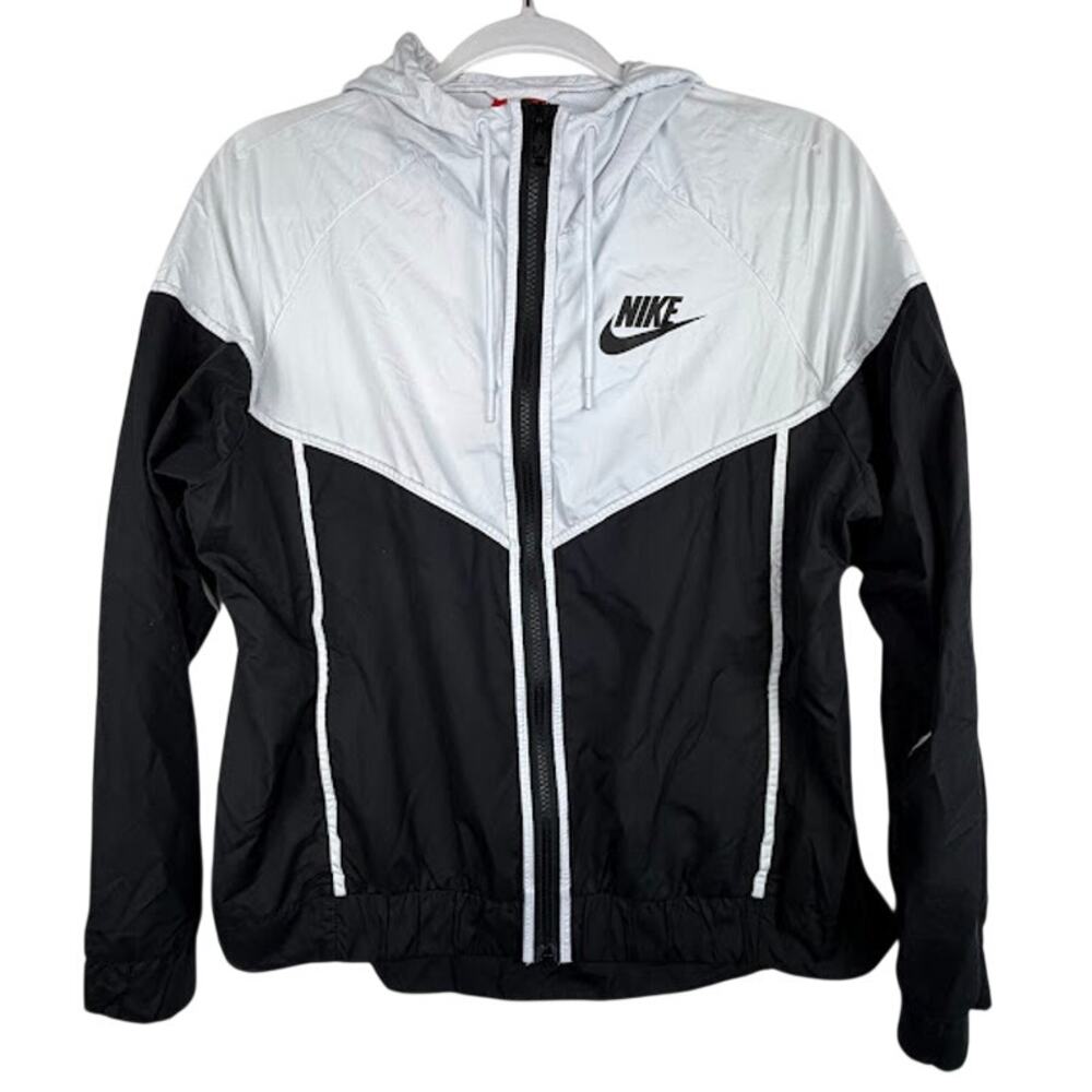 Nike Windrunner Jacket Women’s Medium Black White Hooded Zip